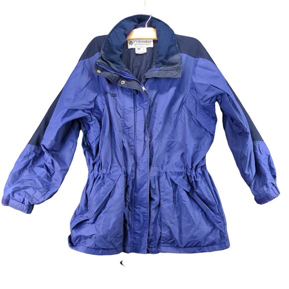 Columbia Womens Full Zip Jacket Coat Size L Blue Mesh Lining Logo - Picture 1 of 12